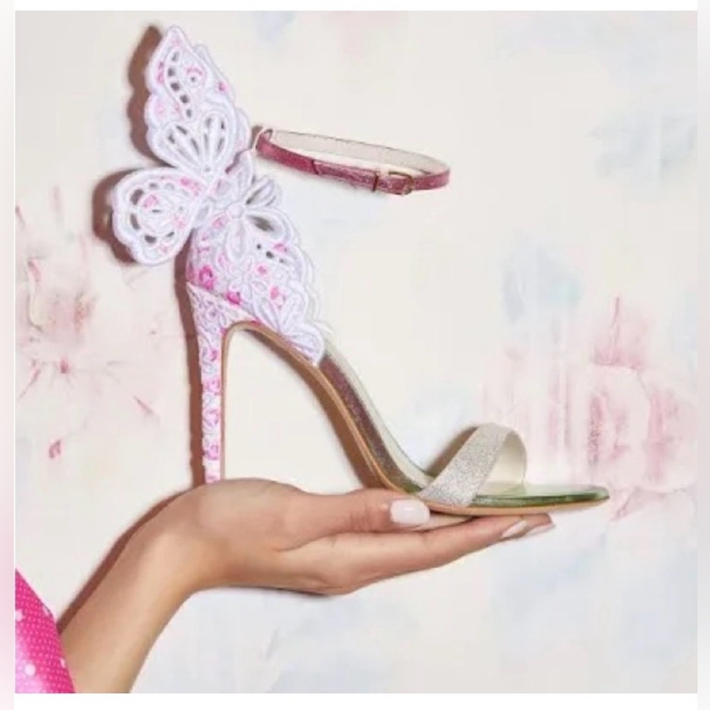 Sophia Webster x LoveShackFancy Women’s Chiara Butterfly Heels Sandals NEW Sz 7 - Picture 4 of 10